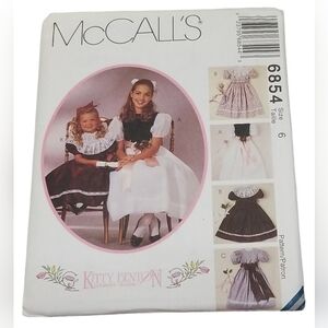McCall's 6854 Dress Slip Detachable Collar Girls Sz6 Kitty Benton Gourmet Sewing
